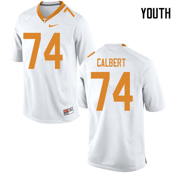Youth #74 K'Rojhn Calbert Tennessee Volunteers College Football Jerseys Sale-White - Click Image to Close